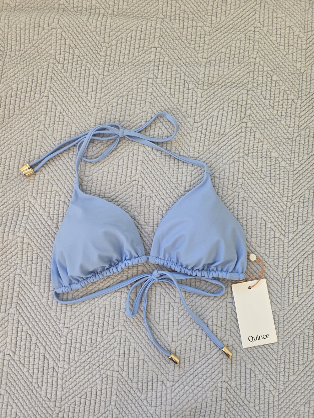 Quince Light Blue Triangle Swim Top - Small